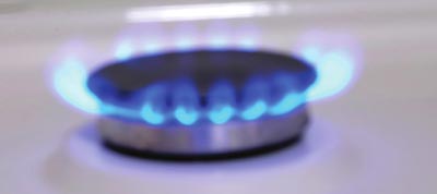 gas stove burner on
