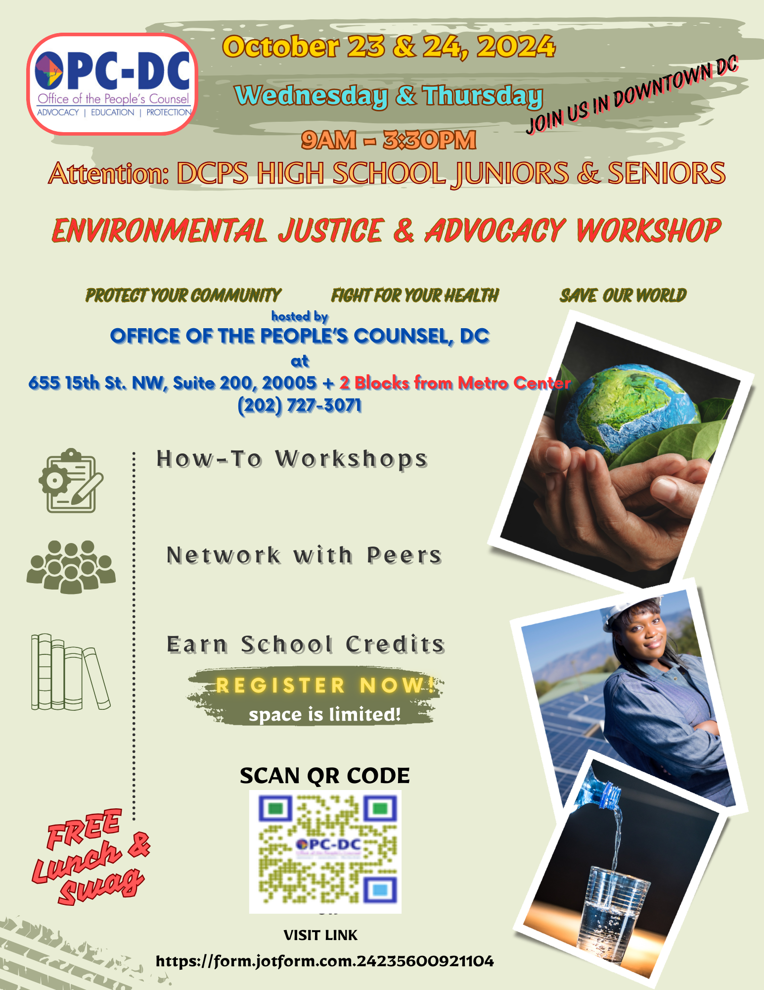 DC High School Students! Don’t miss the OPC Youth Environmental Justice and Advocacy Workshop.